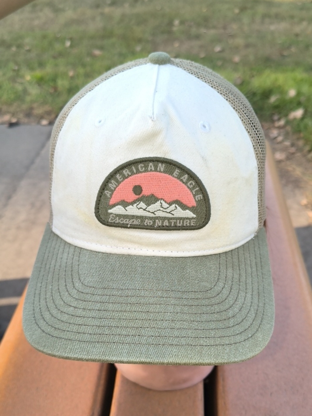 American Eagle Escape to Nature Stitched Patch Trucker Snapback Hat Cap OSFM
